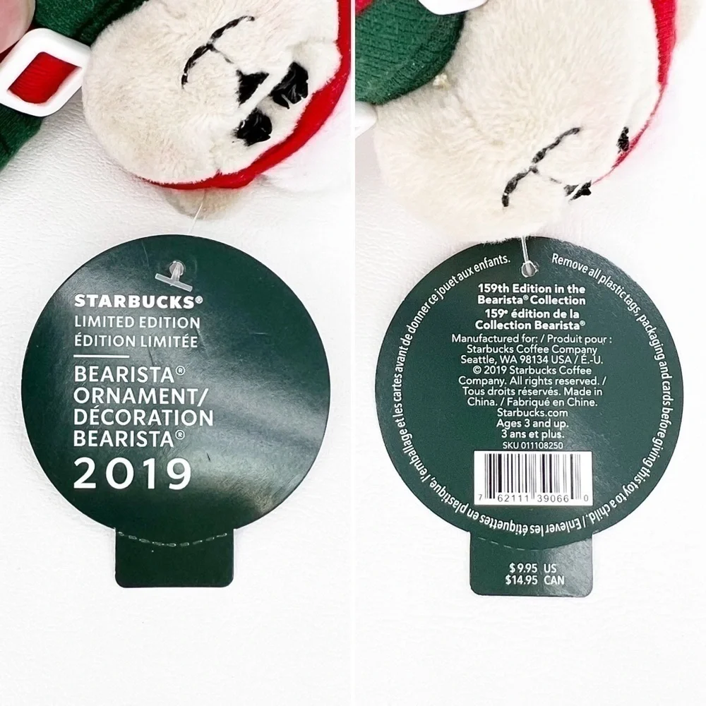 Starbucks Bearista Ornament 2019 Ski Plush Stuffies Christmas Holiday New NWT